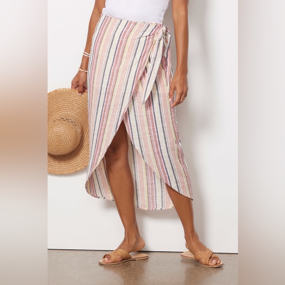 Free People Aubrey Sarong Midi Skirt Cotton Gauze True Wrap size 10 - Picture 3 of 11